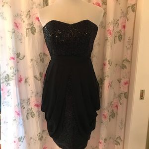 Badgley Mischa collection Black Sequin Sheer Overlay dress Size 4.